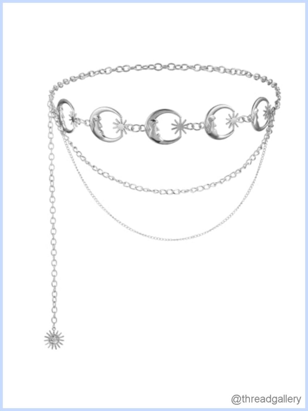 Metal Waist Chain Belt with Sun Pendant Adjustable Lobster Clasp